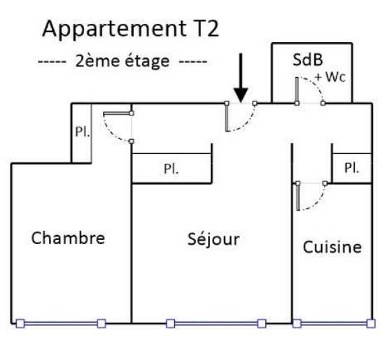 Location appartement, 43 m2, 2 pièces, 1 chambre - grand 2 pièces comme neuf