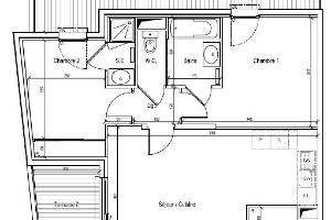 Location appartement, 63 m2, 3 pièces, 2 chambres - cannes, 3p, terrasses, garage. résidence