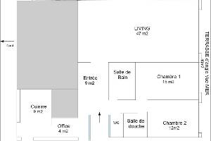 Location appartement, 107 m2, 3 pièces, 2 chambres - résidence-3p avec piscine