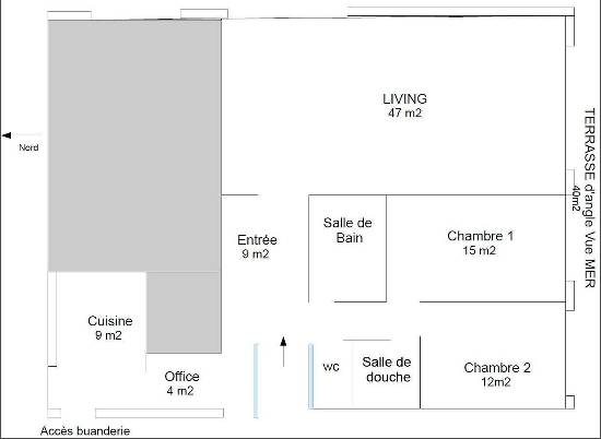 Location appartement, 107 m2, 3 pièces, 2 chambres - résidence-3p avec piscine